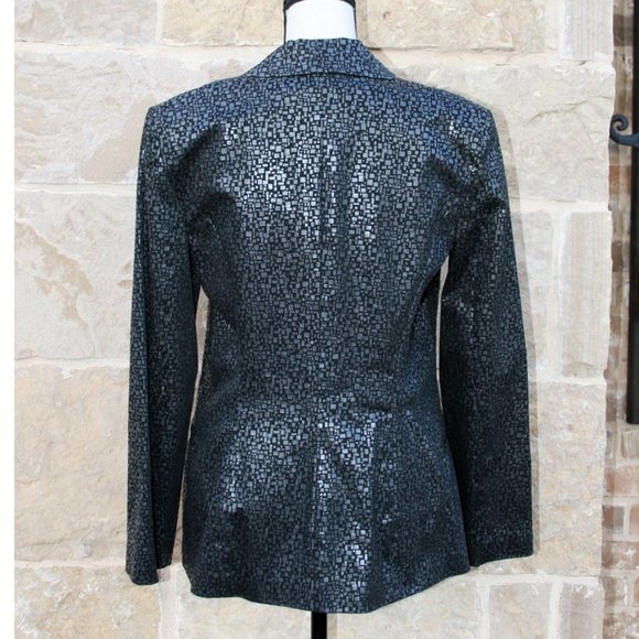 Designer Dina Bar-El Black & Pewter Jacket Size 10 - Picture 7 of 9